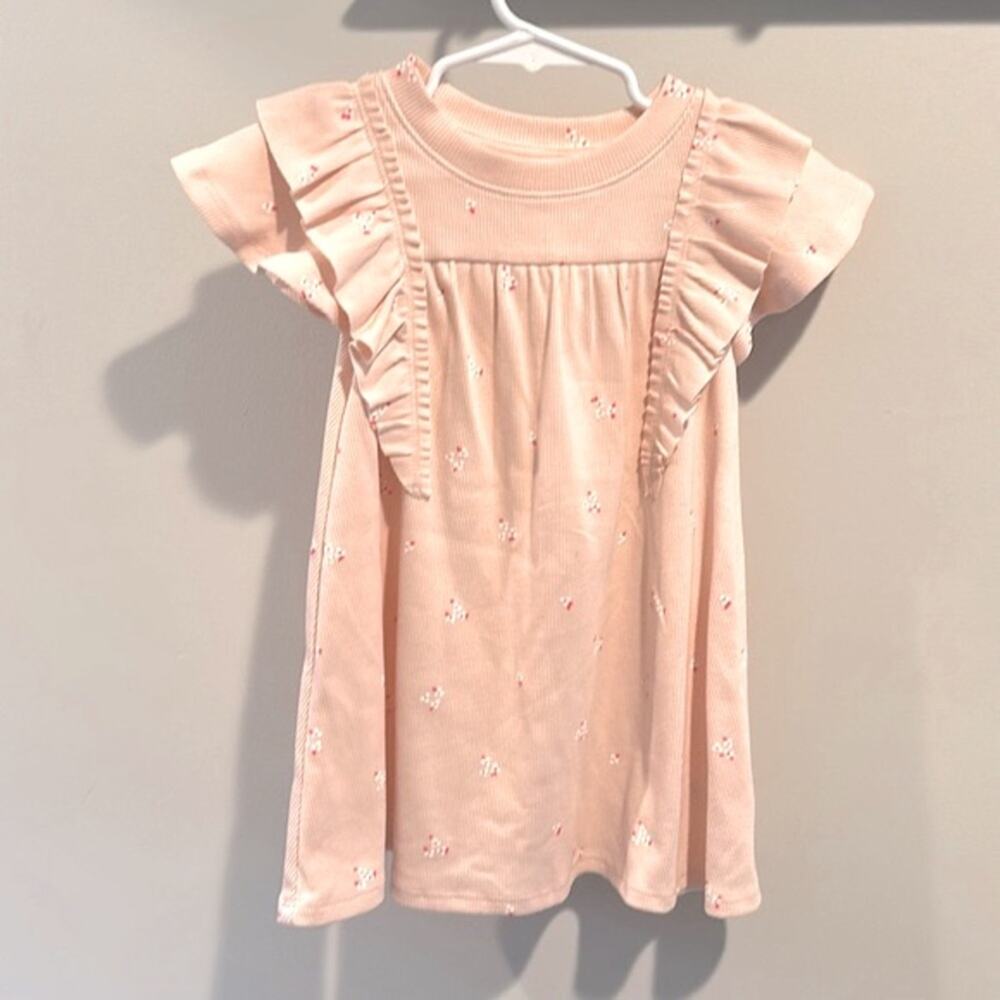 Cat & Jack 2T Pink‎ Floral Ribbed Sun Dress